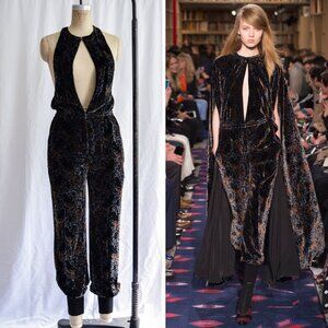 Sonia Rykiel AW 2015 Simona Velvet Dark Floral Jumpsuit